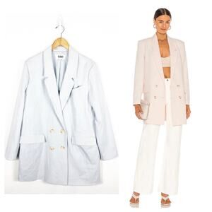 BB Dakota by Steve Madden Dress to Thrill Blazer Light Blue Womens Size Large